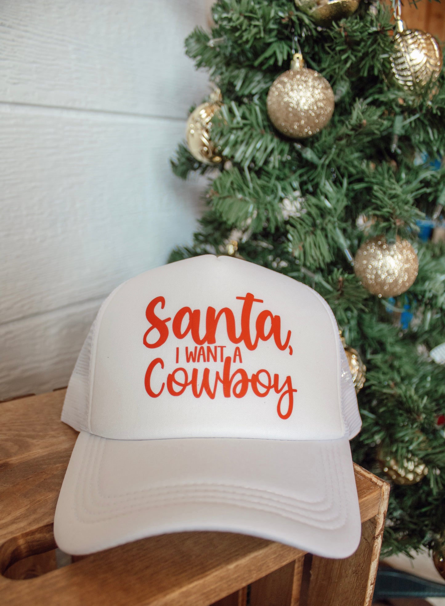 Santa I want a cowboy trucker hat