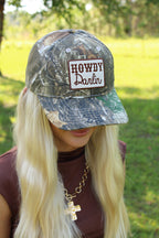 Howdy darlin camo trucker hat