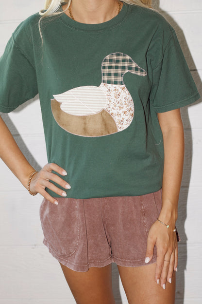 Smocked waist Mineral wash shorts