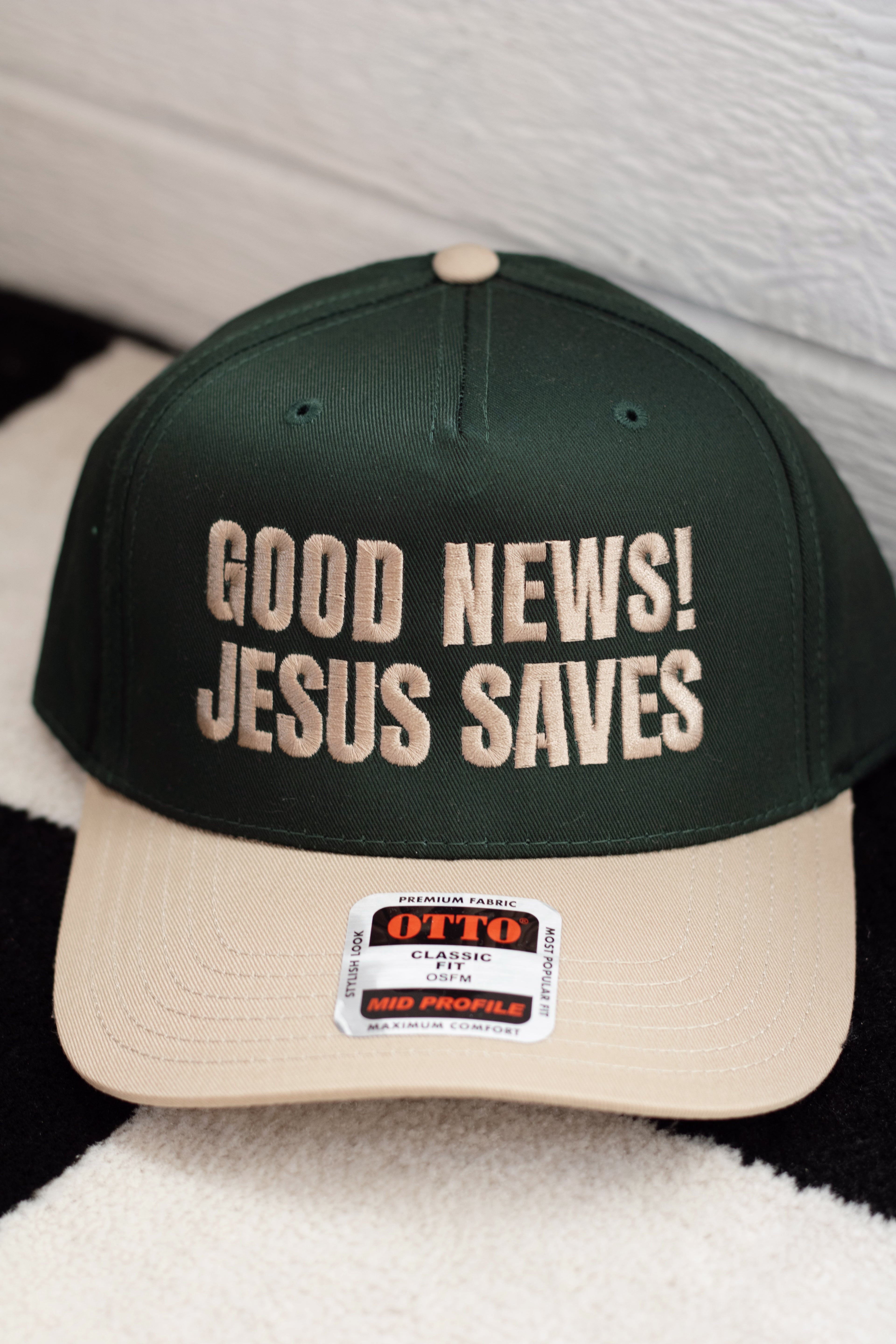 Good news! Jesus saves! Trucker hat